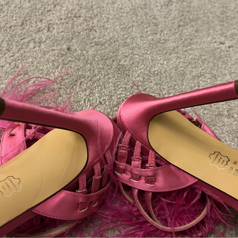 Nina Pink Feathered Heels - Picture 4 of 5